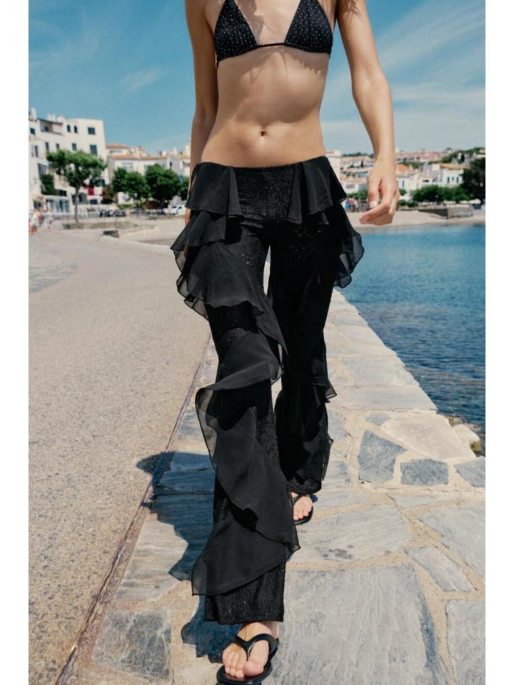 ZARA LACE RUFFLE PANTS - Picture 2 of 8